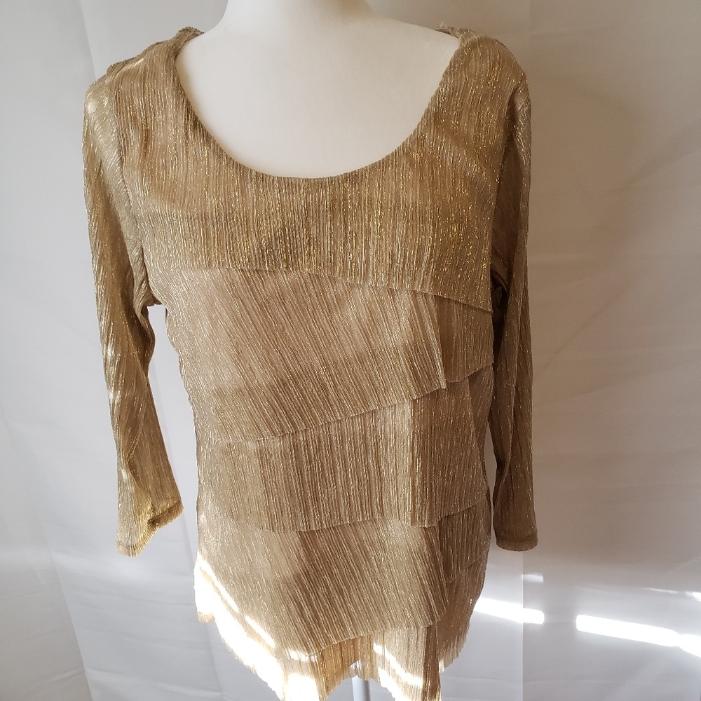 Rozier & ALT Gold Ruffle Long Sleeve Blouse